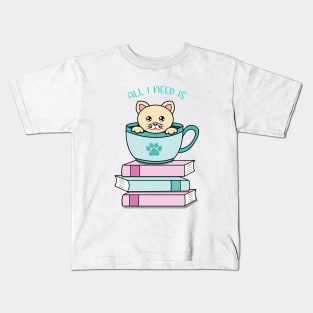 All i need is coffee books and my cat Kids T-Shirt